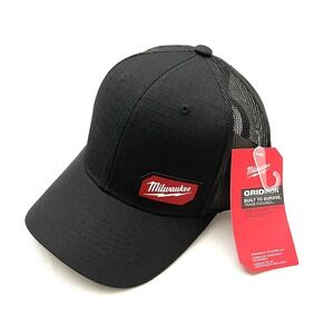 NEW Milwaukee Tools Snapback Trucker Hat Black Logo Patch